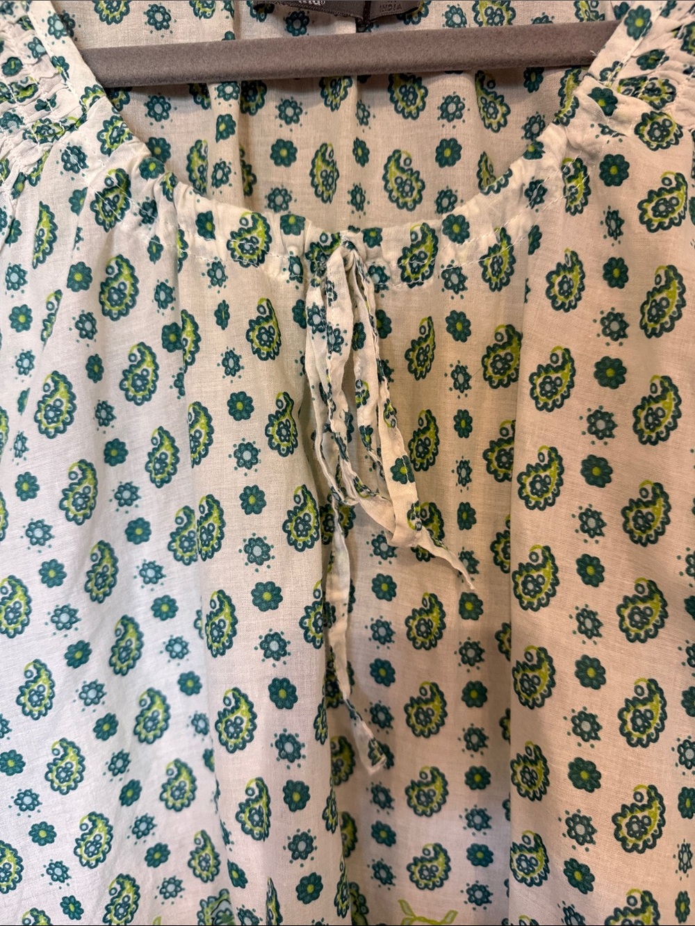 Prana Women’s Green Paisley Bandanna Printed Peasant Top Small - Picture 4 of 10